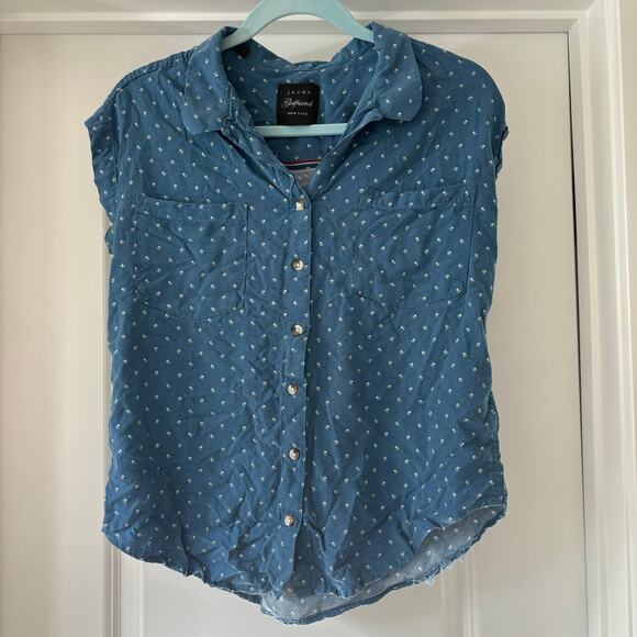 Jachs Girlfriend New York Blue and White Blouse Size Small - Picture 4 of 7